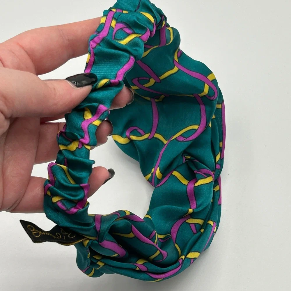 Teal Twisted Headband Beautiful Bee Gold Purple Chain Print Hair‎ Accessory NWOT